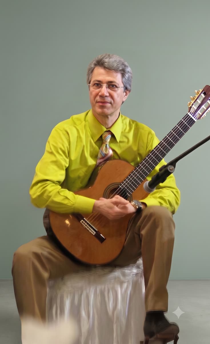 Dr. Mehran Kouchek playing classical guitar